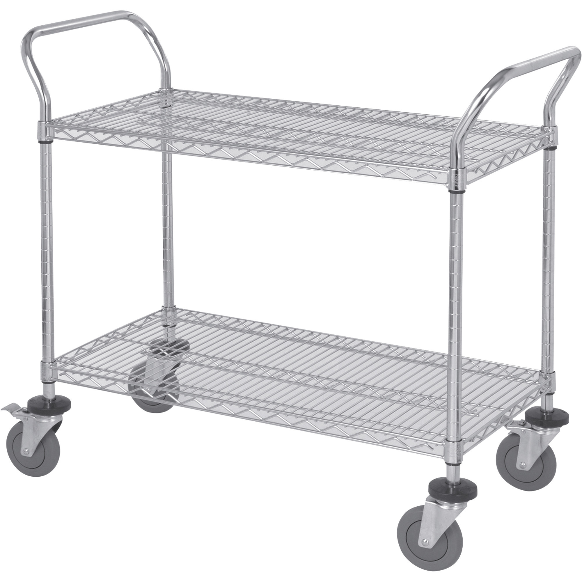 Quantum Wire Shelving Mobile Wheeled Utility Cart, 2 Shelves, 18in. x 42in. x 38in., Model# WRC-1842-2
